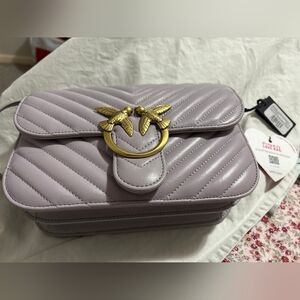 Pinko Lavender Quilted Crossbody Bag